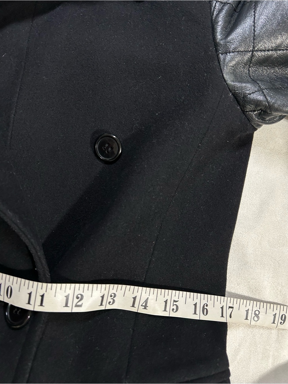 Italian Wool Quilted Lamb Leather Coat Small Black - Club Monaco - Picture 7 of 14